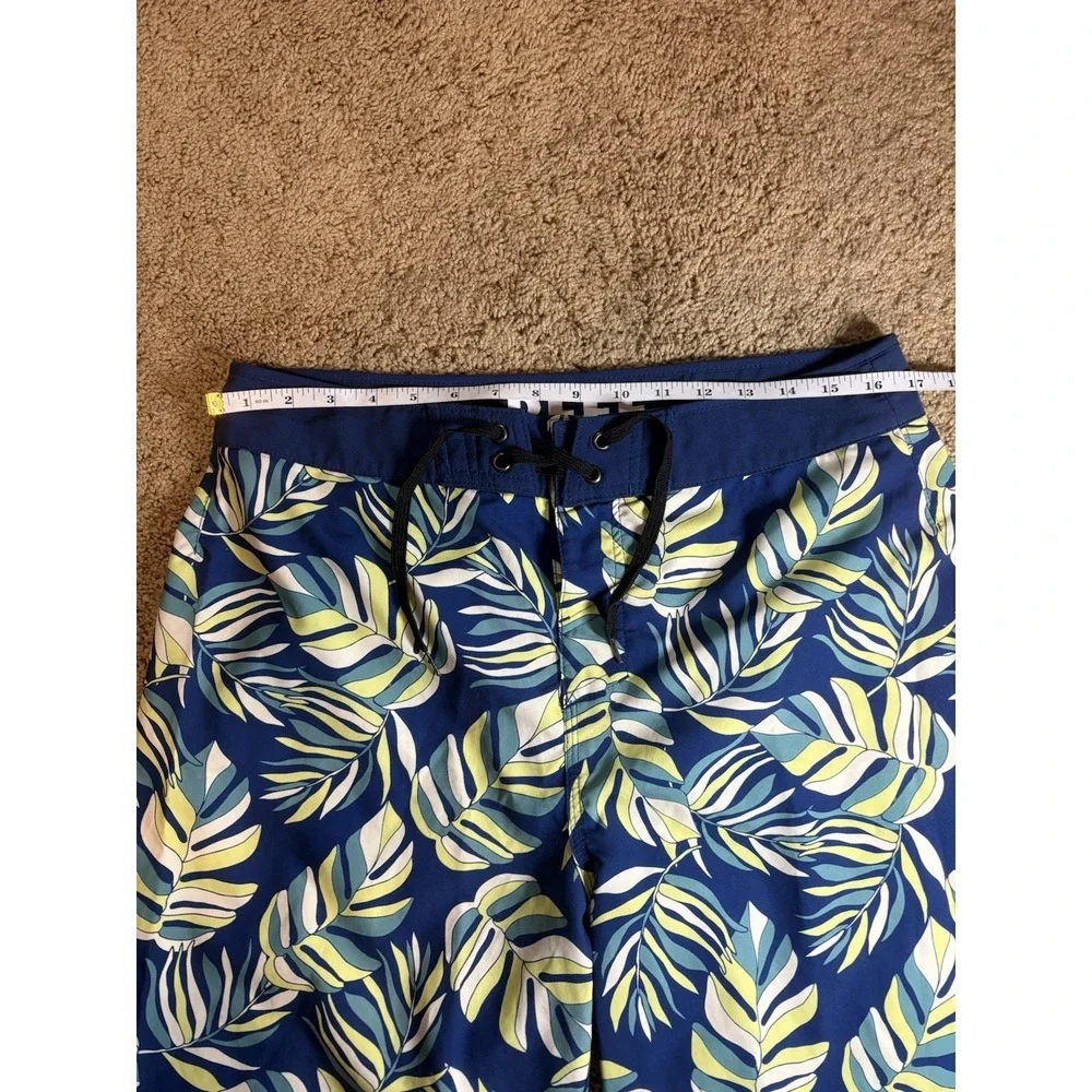 Reef‎ Boardshorts Men 34 Alonso Tropical Leaf Pattern Blue Surf Swim